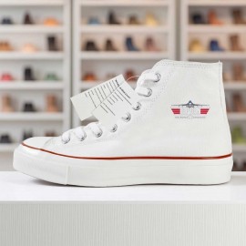 1pc Top Gun Maverick Print High-Top Sneakers - Breathable, Non-Slip, Durable Korean Version Casual Shoes with White Rubber Sole, Black & White Design, Lace-Up Closure, Round Toe, All-Season Comfort, Unisex for Men & Women, Everyday Footwear, Modern Sneakers, Fabric Upper