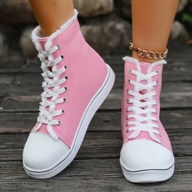 Women's High-Top Sneakers - 4 Colors (Black/White/Light Grey/Dark Brown) | Breathable Upper with Frayed Lace Edges | All-Season Round Toe Design | Cushioned PU Sole | Casual & Semi-Formal Wear | Hand Washable Everyday Shoes