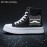 Women's Shoes Black and White Casual Skateboard Sneakers with Laces 2D Print Series, Campus Style for All Seasons