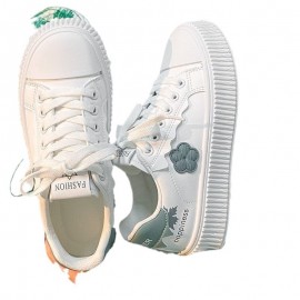 Women's White Synthetic Cover Sneakers - Minimalist Round-Toe Moccasin-Style Lace-Up Flats with Cover Overlays, Cushioned EVA Sole & Arch | All-Day Comfort Casual & Semi-Formal Everyday Shoes | Machine Washable Vegan-Friendly (Spring) - Versatile for Office, Shopping, Outings | Elegant White Sneakers for Women, Sneakers For Women High Quality, Canvas Slip On Shoes For Women, Womens Shoes Plus Size, Wedge Sneakers For Women, Light Shoes For Women