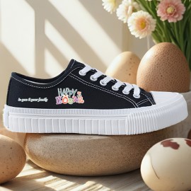 Women's Shoes Colorful Easter Black and White Casual Sneakers Skateboard Shoes with Laces 2D Print Series Campus Style All-Season