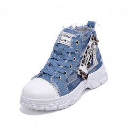Women'S Chunky Platform Sneakers - Lace-Up High-Top Shoes with Non-Slip Rubber Sole, All-Season Casual Shoes for Everyday & Formal Outfits - Durable Canvas Upper & Cushioned Insole - Easy-Clean White Shoes for Women, Ladies Sneakers, Versatile Footwear, Trendy Footwear, Comfortable Fit, Fashionconscious Buyers, Streetwear Style, Breathable Fabric, Fashionconscious Women, Shoe For Women, Sneaker For Women