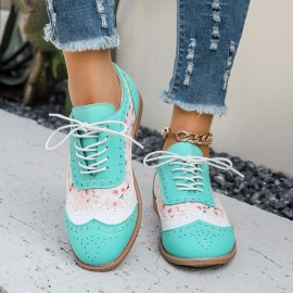 Women's Large Size Brogue Lace-Up Shoes - Vibrant Purple/Pink/Green/Black/Golden/Blue/Pinkish-Purple/Greenish-Purple, Round Toe Low-Top Ankle Boots with PU/PVC Sole, All-Season Casual & Formal Dress Shoes for Everyday & Special Occasions, Comfortable & Durable with EVA/Rubber Insole, PVC Lining, and Stylish Brogue Detailing for a Chic Look, Extra Wide Width Shoes for Women, Womens Casual Sneakers, Wide Fit Shoes for Women Plus Size, Coloured Sneakers for Women,