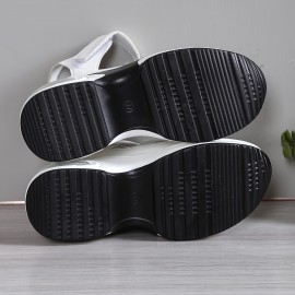[Comfortable Sneakers] Comfortable Women's Synthetic Cover Casual Sneakers | Breathable, Adjustable Hook-and-Loop Straps, Thick Sole, Open-Toe Design for All-Season Wear