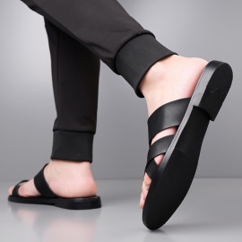 Summer New Arrival Plus Size Casual Cool Slippers 2025 Men's Comfortable Leisure Home Toe Closed Sandals Outdoor Beach Shoes, Relaxed Vacation Footwear, 11 Sizes Available,