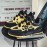 [Trendy Sneakers] Stylish Black & Yellow Men's Fashion Floral Contrast Sneakers | Low-Top Skate Shoes with Thick Lace-Up, Comfortable Rubber Sole for Casual and Outdoor Wear