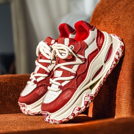 Four Seasons New Men's Low-Top Thick Sole Minimalist Fashionable Versatile Breathable Mesh Casual Sneakers, Outdoor Walking, Style, Sleek Style, Fashionable Shoes, Durable Material, Comfortable Fit, Round Toe, Laceup Sneakers, College Students, Urban Style