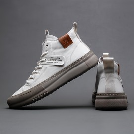 [Men's Mid-Top Fashion Sneakers] Men's Fashion Sneakers - Mid-Top Casual Sports Shoes | Durable Outdoor Footwear, Spring Collection, Versatile Business Style | Lace-Up Closure, Microfiber Synthetic Upper, Fabric Inner, Rubber Sole, Faux Insole