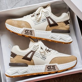 Men's Non-Slip Sneakers - Slip-Resistant Cushioned Platform, All-Terrain Traction for Gym, Running, Casual - Low-Top Sneakers Black/Gray/ - PU Upper & PVC Sole - Lace-Up Athletic Footwear, Outdoor Activities, Streetwear Style, Breathable Lining, Versatile Kicks, Fitness Enthusiasts