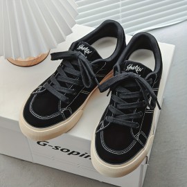 Women'S Retro Low-Top Sneakers - Breathable Canvas Lace-Up Shoes with EVA Cushioned Sole, Round Toe & Durable Rubber Insole for Outdoor Hiking, Running, Streetwear - All-Season Versatile Casual Shoes, Hiking Footwear, Minimalist Design, Comfortable Fit, Lifestyle, Classic Fashion, Longlasting Footwear, Ladies Footwear