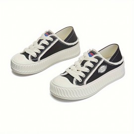 Casual Style Women's Canvas Sneakers - Convertible Slip-On or Lace-Up, All-Season Round Toe Flats with Rubber Sole, Comfortable Fabric Insole, Solid Color Fashionable Cookie Shoes - Hand Washable