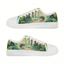 Unisex Hedgehog Print Low-Top Canvas Sneakers - Breathable Comfortable Walking Shoes with EVA Sole, Machine Washable for Hiking, Travel & Daily Wear