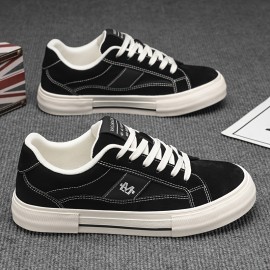 Men'S Classic Casual Canvas Sneakers - Breathable, Versatile Low-Top Lace-Up Shoes with EVA Sole, Black & White Design, Perfect for Campus, Hiking, And Running, All-Season Comfort, Hiking Footwear | Minimalist Style | Durable Footwear, Women'S Tennis Shoes, Shoes for Women/Women'S Shoes