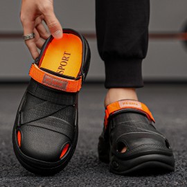 Men's Summer Slip-On Sandals with EVA Sole - Comfortable Beach Shoes for Driving & Casual Wear, White with Green Accents, Breathable Design, Easy On/Off, Durable & Stylish, Summer Sandals