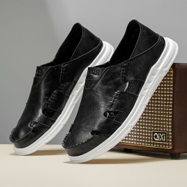 Men's Retro Slip-Resistant Arch Support Mules - Breathable Upper & Cushioned Insole, Beige/White Round-Toe Sandals with Arch Support for All-Season Casual, Beach & Casual Attire - Comfortable Slip-On Shoes for Men, Sports Sandals for Men, Orthopedic Sandals for Men