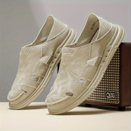 Men's Retro Slip-Resistant Arch Support Mules - Breathable Upper & Cushioned Insole, Beige/White Round-Toe Sandals with Arch Support for All-Season Casual, Beach & Casual Attire - Comfortable Slip-On Shoes for Men, Sports Sandals for Men, Orthopedic Sandals for Men