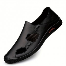 Men'S Breathable Summer Sandals - Casual Slip-On with Round Toe, Faux Cover Upper & Rubber Sole, Black/Green/Blue Design for Casual Attire, Strappy Sandals