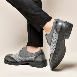 Men'S Summer Genuine Leather Hollow Mesh Shoes, Breathable, Color-Washed Formal Business Shoes, Thin Soft Sandals.