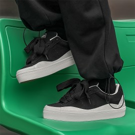 Men'S Trendy Chunky Sneaker - Casual & Sporty Lace-Up Shoes with Thick Rubber Sole, Height Increase, White Upper, Brown Accents, Perfect for Hiking, Daily Wear & Outdoor Activitie