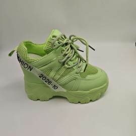 New Fashionable Women's Thick-Soled Lace-Up High-Top Height-Increasing Casual Sports Shoes, Versatile Color Outdoor Wearable Sneakers for All Four Seasons