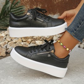 [Argyle Fashion Sneakers] Low Top Argyle Sneakers - Women's Casual Running Shoes - Lace-Up, Side Zipper, Rubber Sole