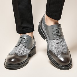 Men'S Summer Genuine Leather Hollow Mesh Shoes, Breathable, Color-Washed Formal Business Shoes, Thin Soft Sandals.