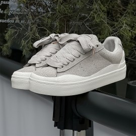 Men'S Trendy Chunky Sneaker - Casual & Sporty Lace-Up Shoes with Thick Rubber Sole, Height Increase, White Upper, Brown Accents, Perfect for Hiking, Daily Wear & Outdoor Activitie